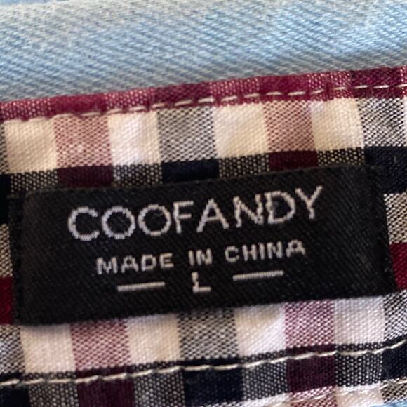 Coofandy Men's Light Blue Casual Button-Down Shirt Size L - Picture 5 of 8